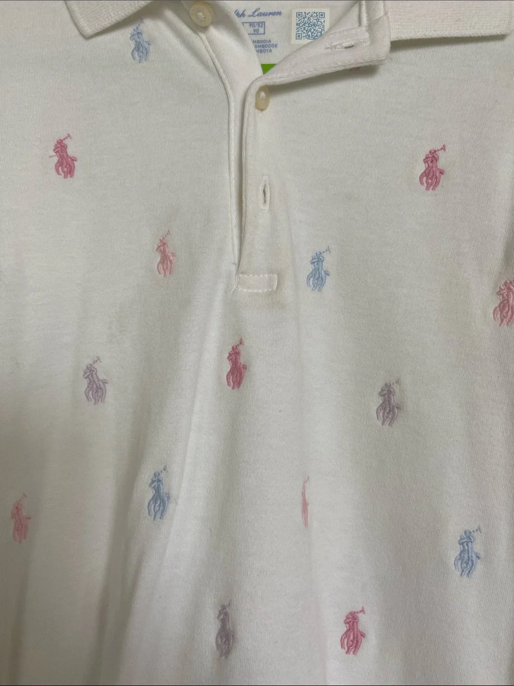 Ralph Lauren White Girls Polo Dress with Pastel Pony Embroidery